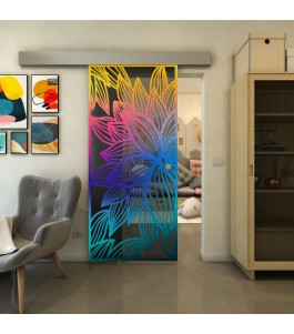 Glasschiebetür ECO-LINE - Fineprint Model 184 Verlauf auf Grauglas