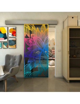 Glasschiebetür ECO-LINE - Fineprint Model 184 Verlauf auf Grauglas