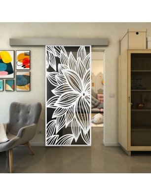 Glasschiebetür ECO-LINE - Fineprint Model 184 Weiss auf Grauglas