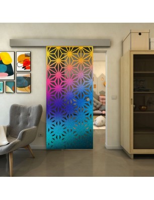 Glasschiebetür ECO-LINE - Fineprint Model 187 Verlauf auf Grauglas