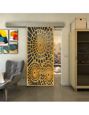 Glasschiebetür ECO-LINE - Fineprint Model 188 Gold auf Grauglas