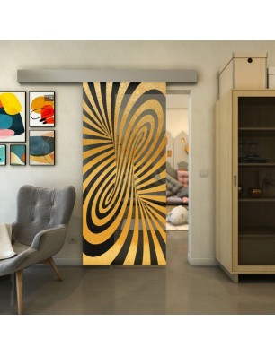 Glasschiebetür ECO-LINE - Fineprint Model 189 Gold auf Grauglas