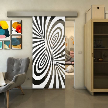Glasschiebetür ECO-LINE - Fineprint Model 189 Weiss auf Grauglas