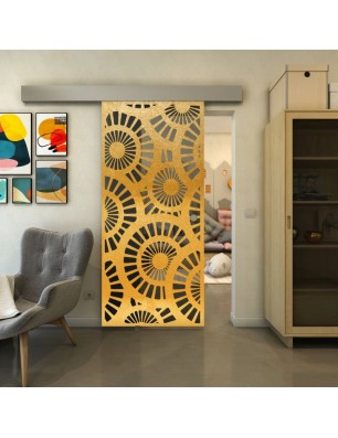 Glasschiebetür ECO-LINE - Fineprint Model 191 Gold auf Grauglas