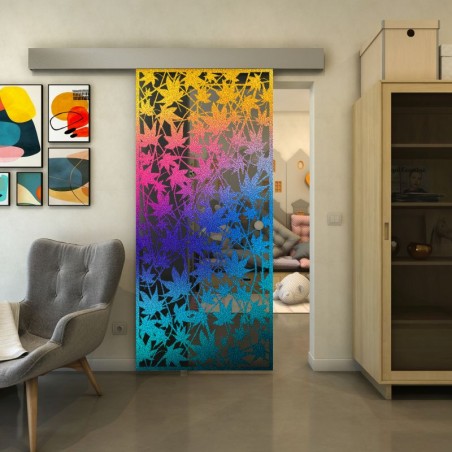 Glasschiebetür ECO-LINE - Fineprint Model 192 Verlauf auf Grauglas