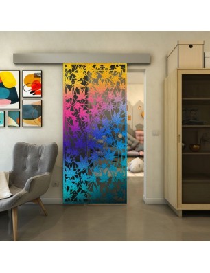 Glasschiebetür ECO-LINE - Fineprint Model 192 Verlauf auf Grauglas