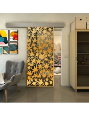 Glasschiebetür ECO-LINE - Fineprint Model 192 Gold auf Grauglas