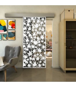 Glasschiebetür ECO-LINE - Fineprint Model 192 Weiss auf Grauglas