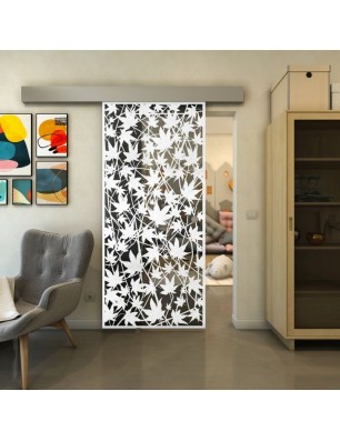 Glasschiebetür ECO-LINE - Fineprint Model 192 Weiss auf Grauglas