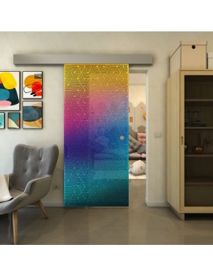 Glasschiebetür ECO-LINE - Fineprint Model 193 Verlauf auf Grauglas