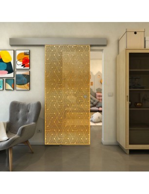 Glasschiebetür ECO-LINE - Fineprint Model 193 Gold auf Grauglas