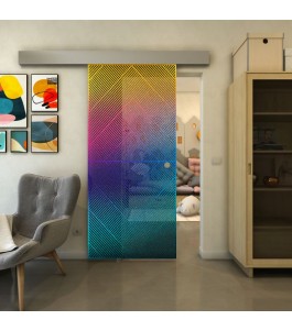 Glasschiebetür ECO-LINE - Fineprint Model 194 Verlauf auf Grauglas