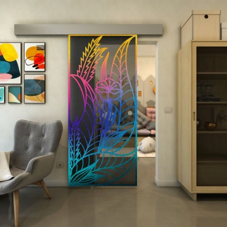 Glasschiebetür ECO-LINE - Fineprint Model 195 Verlauf auf Grauglas