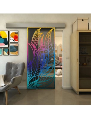 Glasschiebetür ECO-LINE - Fineprint Model 195 Verlauf auf Grauglas