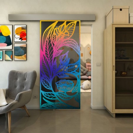 Glasschiebetür ECO-LINE - Fineprint Model 196 Verlauf auf Grauglas