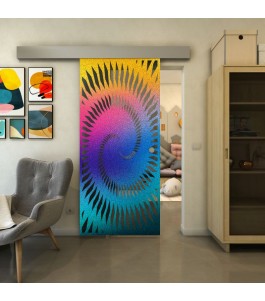 Glasschiebetür ECO-LINE - Fineprint Model 197 Verlauf auf Grauglas