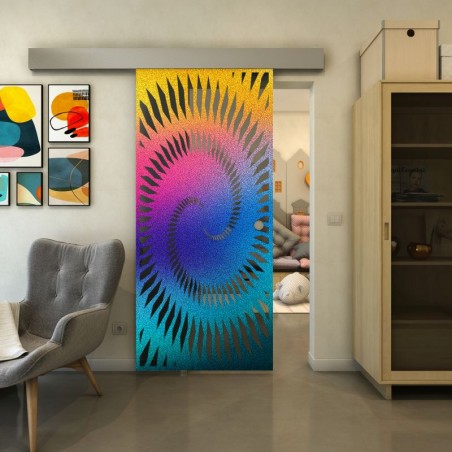 Glasschiebetür ECO-LINE - Fineprint Model 197 Verlauf auf Grauglas