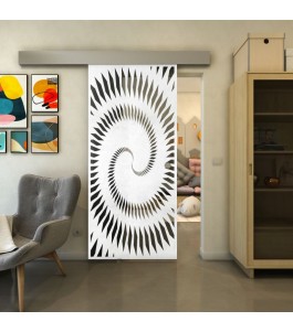 Glasschiebetür ECO-LINE - Fineprint Model 197 Weiss auf Grauglas