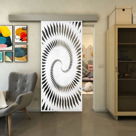 Glasschiebetür ECO-LINE - Fineprint Model 197 Weiss auf Grauglas