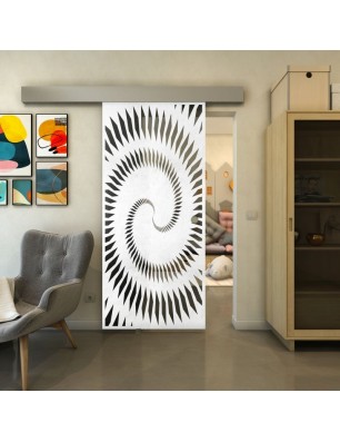 Glasschiebetür ECO-LINE - Fineprint Model 197 Weiss auf Grauglas