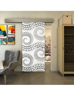 Glasschiebetür ECO-LINE - Fineprint Model 198 Weiss auf Grauglas