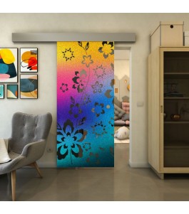 Glasschiebetür ECO-LINE - Fineprint Model 199 Verlauf auf Grauglas