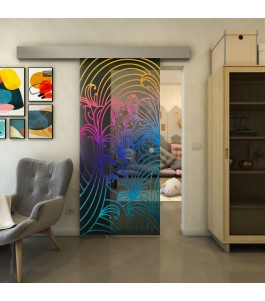 Glasschiebetür ECO-LINE - Fineprint Model 200 Verlauf auf Grauglas