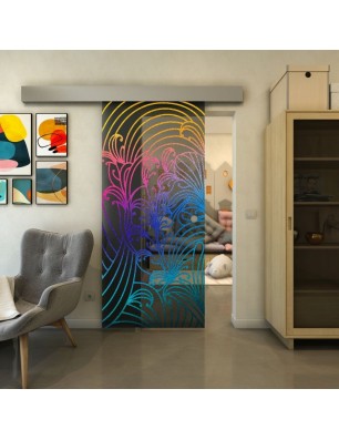 Glasschiebetür ECO-LINE - Fineprint Model 200 Verlauf auf Grauglas