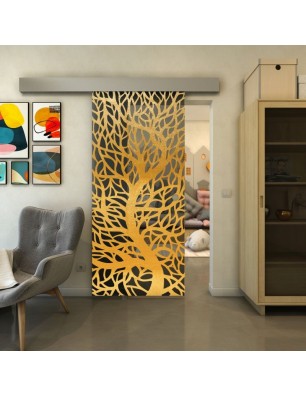 Glasschiebetür ECO-LINE - Fineprint Model 202 Gold auf Grauglas