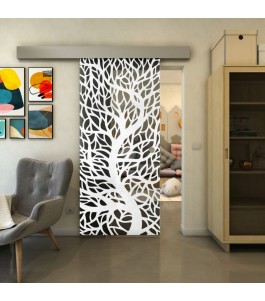 Glasschiebetür ECO-LINE - Fineprint Model 202 Weiss auf Grauglas