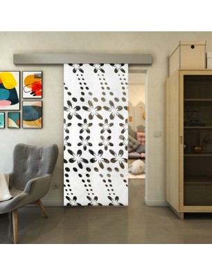 Glasschiebetür ECO-LINE - Fineprint Model 203 Weiss auf Grauglas