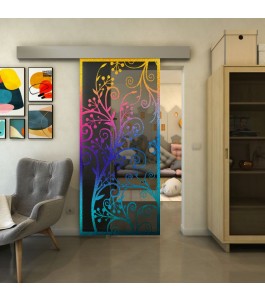Glasschiebetür ECO-LINE - Fineprint Model 204 Verlauf auf Grauglas
