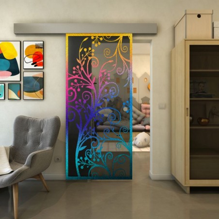 Glasschiebetür ECO-LINE - Fineprint Model 204 Verlauf auf Grauglas