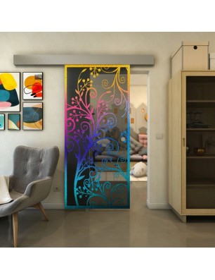 Glasschiebetür ECO-LINE - Fineprint Model 204 Verlauf auf Grauglas