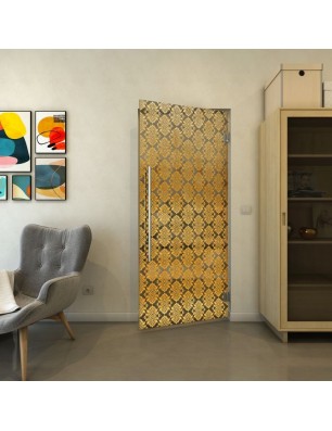 Pendeltür - Fineprint Model 001 Gold auf Grauglas