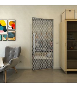 Pendeltür - Fineprint Model 001 Weiss auf Grauglas