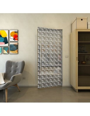 Pendeltür - Fineprint Model 003 Weiss auf Grauglas