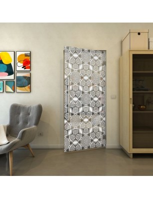 Pendeltür - Fineprint Model 005 Weiss auf Grauglas