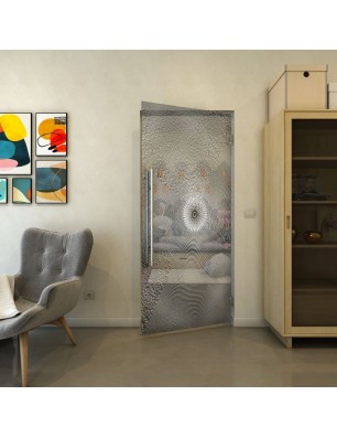 Pendeltür - Fineprint Model 007 Weiss auf Grauglas