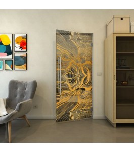 Pendeltür - Fineprint Model 010 Gold auf Grauglas