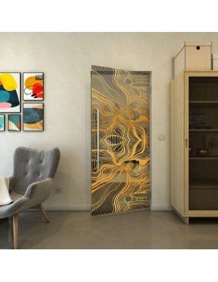 Pendeltür - Fineprint Model 010 Gold auf Grauglas