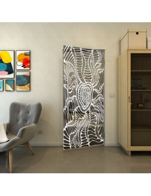 Pendeltür - Fineprint Model 012 Weiss auf Grauglas