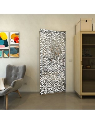 Pendeltür - Fineprint Model 016 Weiss auf Grauglas