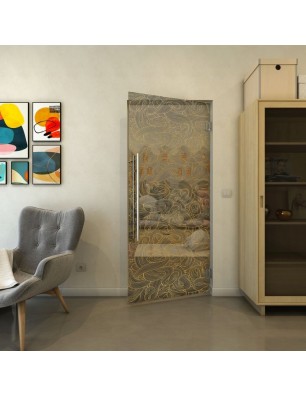 Pendeltür - Fineprint Model 021 Gold auf Grauglas