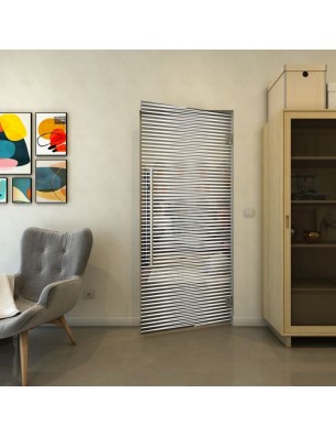Pendeltür - Fineprint Model 022 Weiss auf Grauglas
