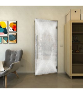 Pendeltür - Fineprint Model 025 Weiss auf Grauglas