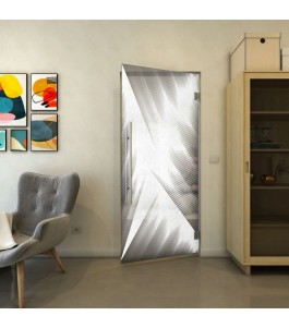 Pendeltür - Fineprint Model 026 Weiss auf Grauglas