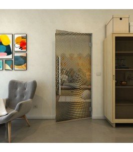 Pendeltür - Fineprint Model 027 Gold auf Grauglas