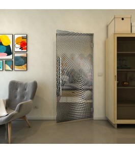 Pendeltür - Fineprint Model 027 Weiss auf Grauglas