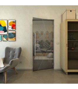 Pendeltür - Fineprint Model 028 Weiss auf Grauglas